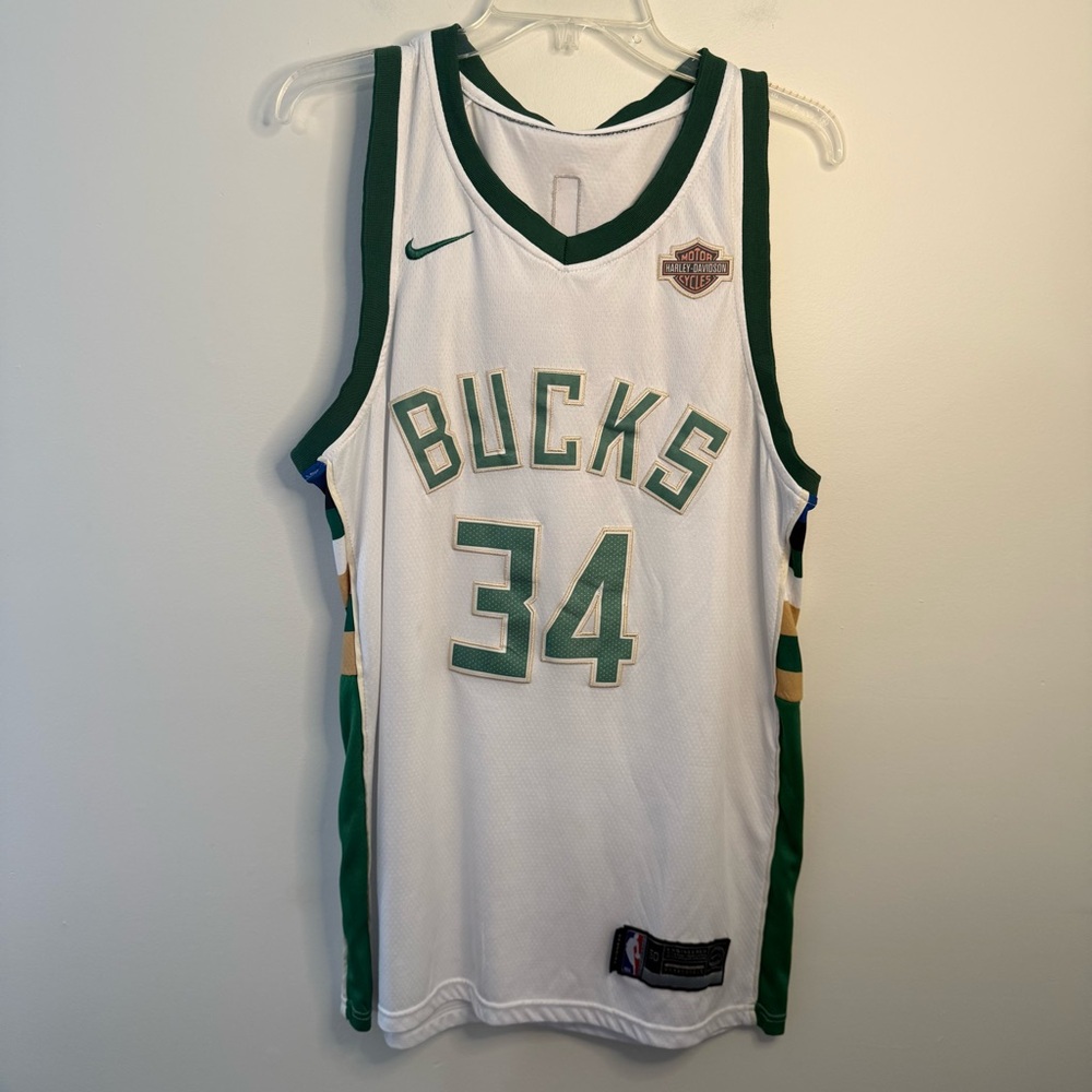 Milwaukee Bucks Nike X Harley Davidson Antetokounmpo Jersey White #34 Size 50